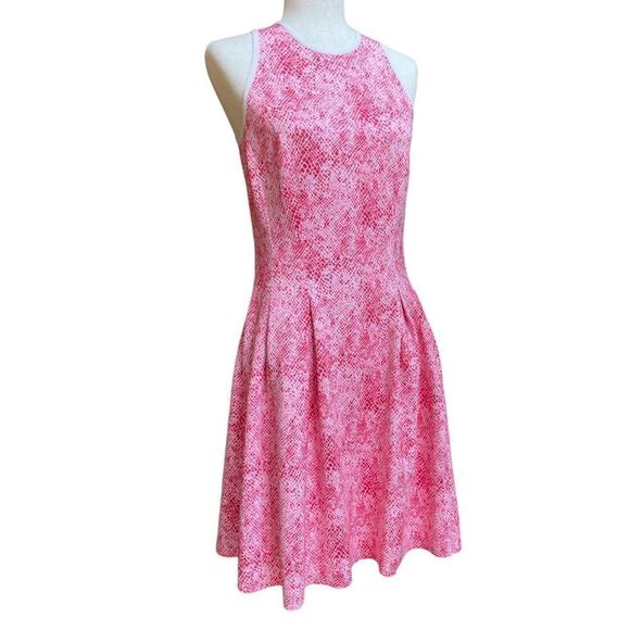 J. McLaughlin Pink Snake Skin Print Fit & Flare Sleeveless Knee Length Dress XS - Picture 10 of 10